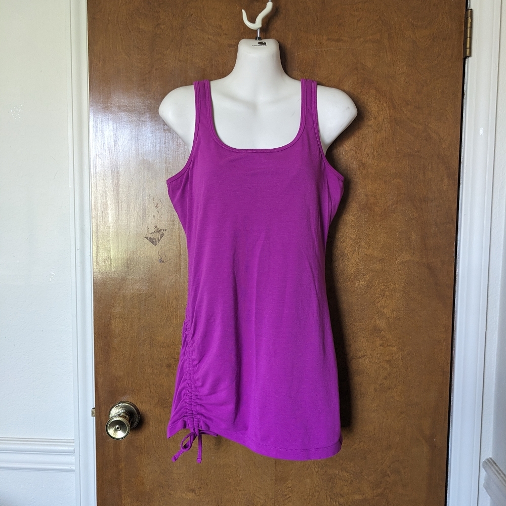 PrAna Pink Side Tie Ruching Outdoor Gym Hiking Tank Top
